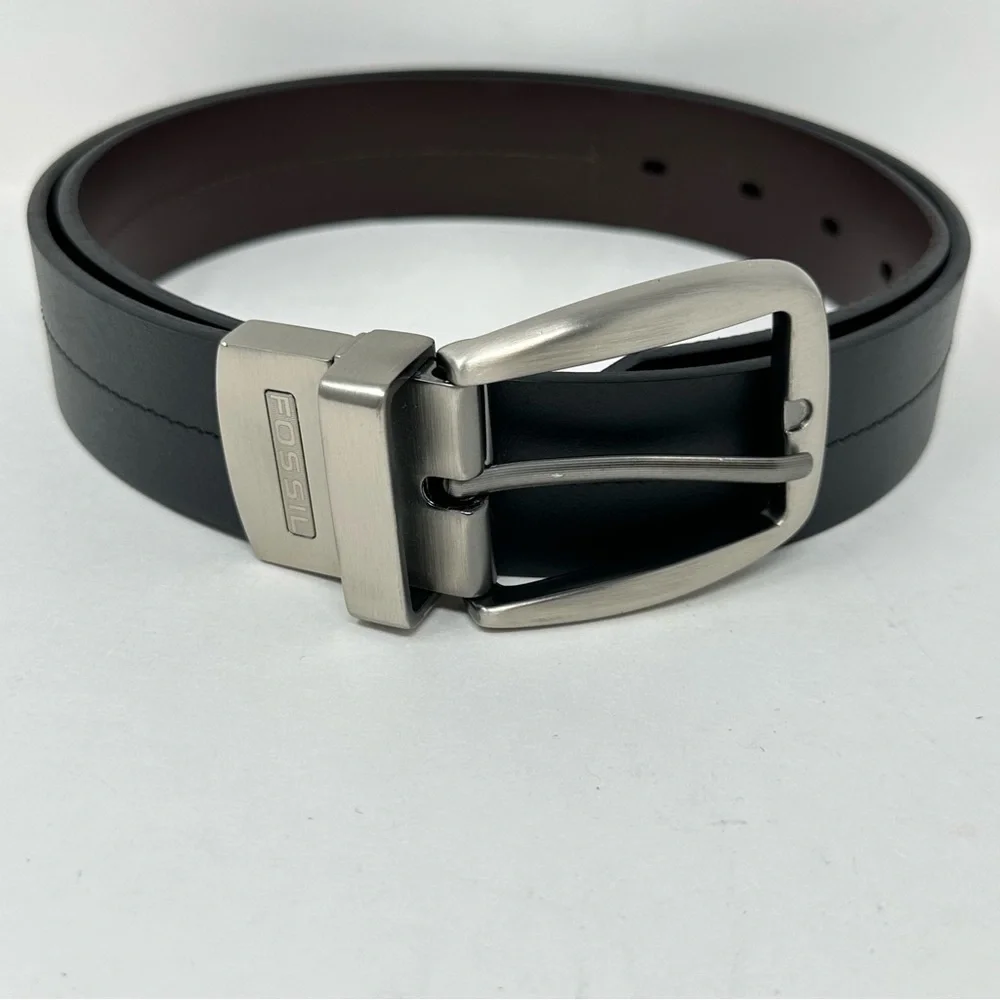 Fossil Leather Belt Reversible Size Black Brown Size 34